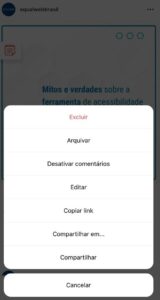 Texto alternativo em instagram