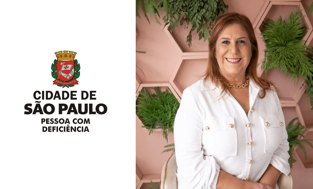 Mulheres. Na imagem do banner, à esquerda, temos o logotipo da Cidade de São Paulo Pessoa com Deficiência e, à direita, a foto de Silvia Grecco, uma mulher branca com cabelos loiros, vestindo uma blusa branca.